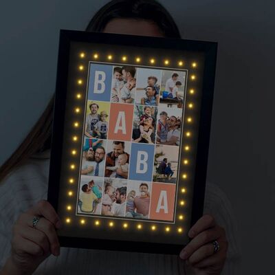 12 Fotoğraflı Babalara Özel Işıklı Çerçeve - 2