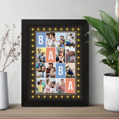 12 Fotoğraflı Babalara Özel Işıklı Çerçeve - 4