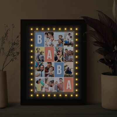 12 Fotoğraflı Babalara Özel Işıklı Çerçeve - 5