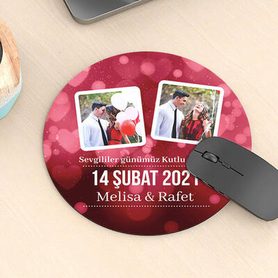14 Şubat Hatırası Yuvarlak Mousepad - 4
