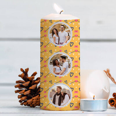 3 Fotoğraflı Sevgiliye Hediye Mum - 1