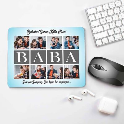 8 Fotoğraflı ve Mesajlı Babam Mousepad - 1