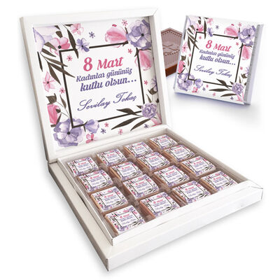 8 Mart Kadınlar Günü Çiçek Motifli Çikolatalar - 1