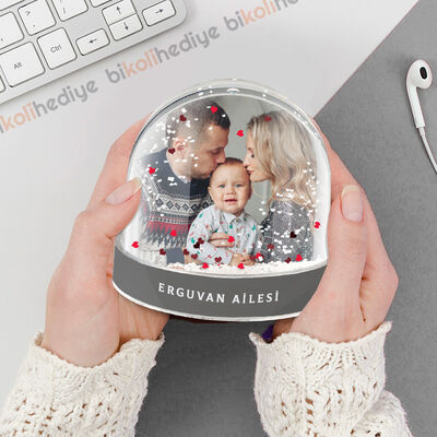 Aileye Hediye Fotoğraflı Kar Küresi - 2