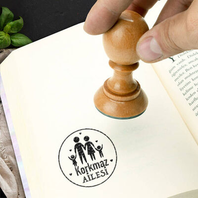 Aileye Özel İsimli Ahşap Mühür - 1