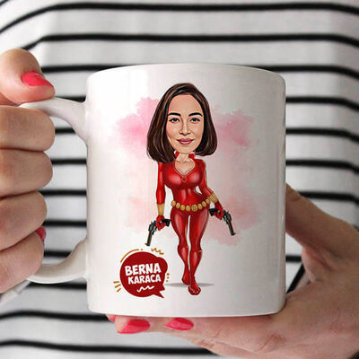 Aksiyon Seven Kadın Karikatürlü Bardak - 1