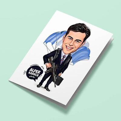 Aksiyon Sever Erkek Karikatürlü Tebrik Kartı - 1