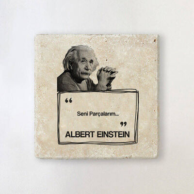 Albert Einstein Esprili Taş Bardak Altlığı - 1