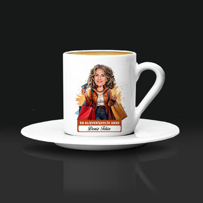 Alışveriş Delisi Anne Karikatürlü Kahve Fincanı - 3