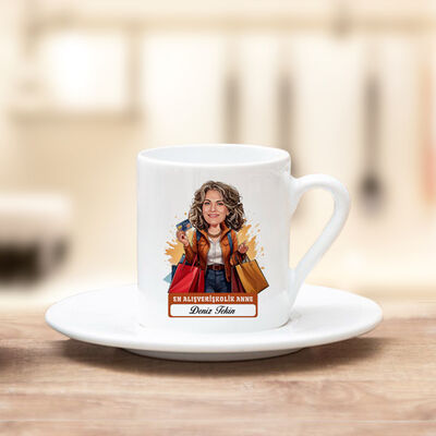 Alışveriş Delisi Anne Karikatürlü Kahve Fincanı - 2