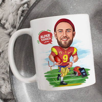 Amerikan Futbolcusu Erkek Karikatürlü Bardak - 1