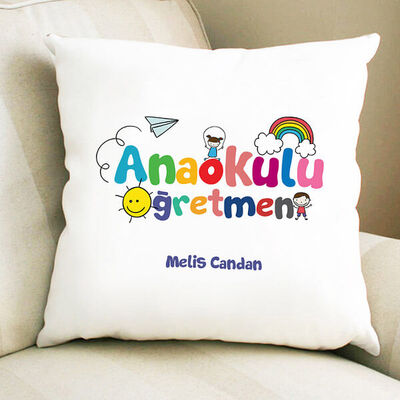 Anaokulu Öğretmenine Hediye Kare Yastık - 1