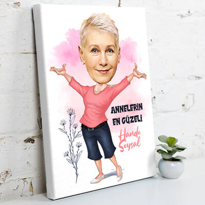 Annelerin En Güzeli Karikatürlü Kanvas Tablo - 2