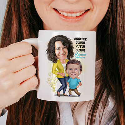 Annem ve Ben Karikatürlü Kupa Bardak - 1