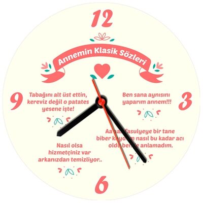 Annemin Klasik Sözleri Duvar Saati - 1