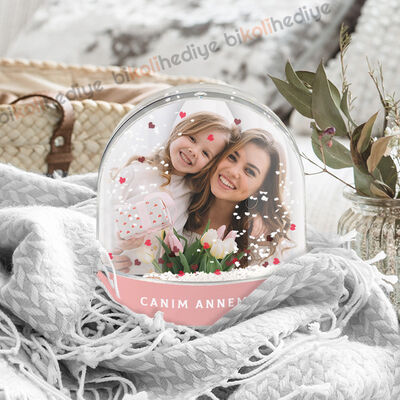 Anneye Hediye Fotoğraflı Kar Küresi - 3