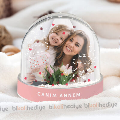 Anneye Hediye Fotoğraflı Kar Küresi - 4