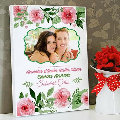 Anneye Özel Çiçekli Kanvas Tablo - 1