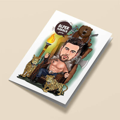 Antik Dönem Kralı Karikatürlü Tebrik Kartı - 1