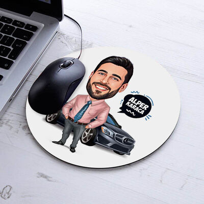 Arabasına Aşık Erkek Karikatürlü Mousepad - 2