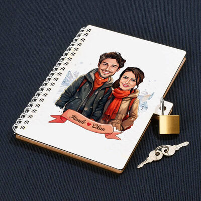 Aralık Ayında Aşk Karikatürlü Kilitli Defter - 1