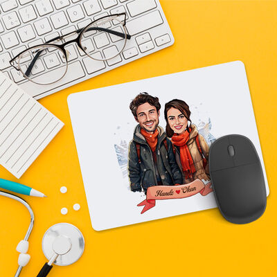 Aralık Ayında Aşk Karikatürlü Mousepad - 1