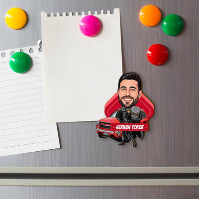 Arazi Arabalı Erkek Karikatürlü Buzdolabı Magneti - 1