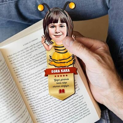 Arı Kostümlü Kız Karikatürlü Kitap Okuma Ayracı - 1