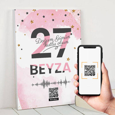 Arkadaşa Hediye Doğum Günü Ses İzi Kanvas - 1
