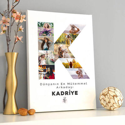 Arkadaşa Hediye Fotoğraflı Harf Kanvas Tablo - 1