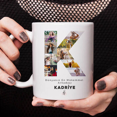 Arkadaşa Hediye Fotoğraflı Harf Kupa Bardak - 3