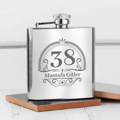 Arkadaşa Hediye Kişiye Özel İçki Matarası 6 Oz Gümüş - 1