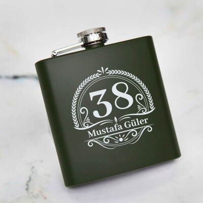 Arkadaşa Hediye Kişiye Özel İçki Matarası 6 Oz Yeşil - 1