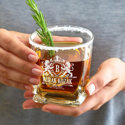 Arkadaşa Hediye Premium Tasarımlı İsimli Elegan Viski Bardağı - 2