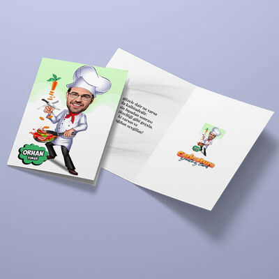 Aşçı Erkek Karikatürlü Tebrik Kartı - 3