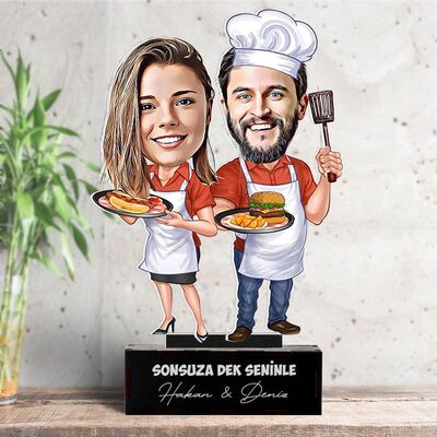 Aşçı Sevgililer Karikatürlü Biblo - 1