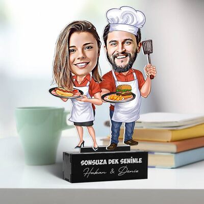 Aşçı Sevgililer Karikatürlü Biblo - 2