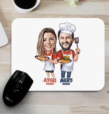 Aşçı Sevgililer Karikatürlü Mouse Pad - 1
