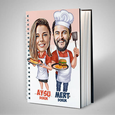 Aşçı Sevgililer Karikatürlü Sevgili Defteri - 1