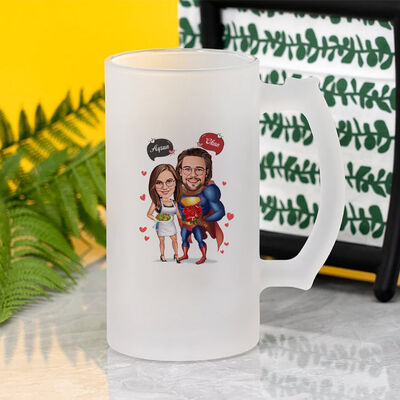 Aşçı ve Süper Kahramanı Karikatürlü Bira Bardağı - 2