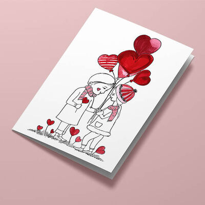 Aşık Çiftler Romantik Tebrik Kartı - 1