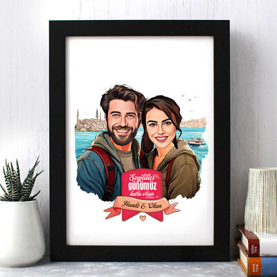 Aşıklar Şehri İstanbul ve Biz Karikatürlü Çerçeve - 1