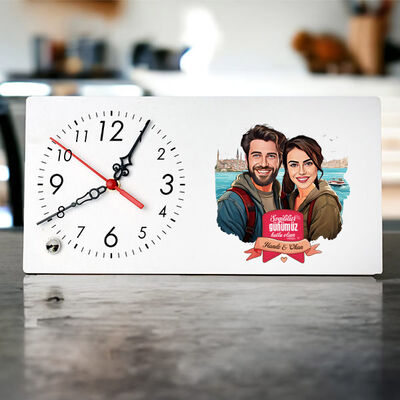 Aşıklar Şehri İstanbul ve Biz Karikatürlü Masa Saati - 1