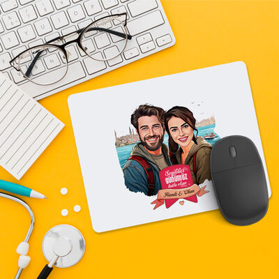Aşıklar Şehri İstanbul ve Biz Karikatürlü Mousepad - 1