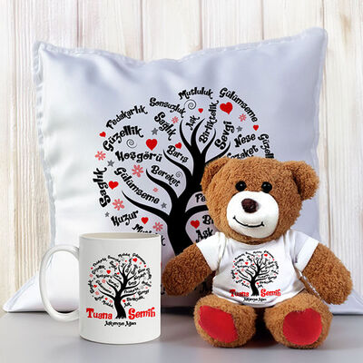 Aşk Ağacı Kupa Ayıcık ve Yastıklı Set - 1