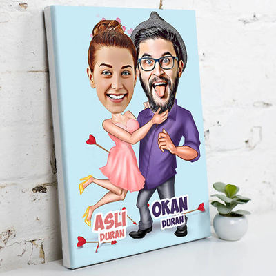 Aşk Bize Benzer Karikatürlü Kanvas Tablo - 1