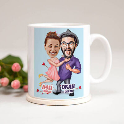 Aşk Bize Benzer Karikatürlü Kupa Bardak - 1