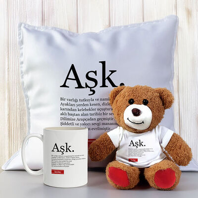 Aşk Nedir Kupa Ayıcık ve Yastıklı Set - 1
