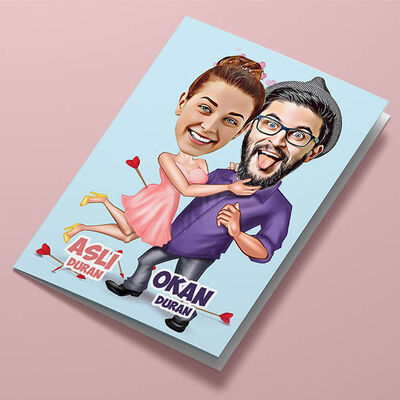 Aşk Oku Bizi Buldu Karikatürlü Tebrik Kartı - 1