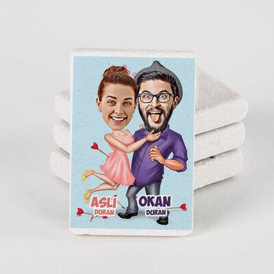 Aşk Oku Karikatürlü Taş Buzdolabı Magneti - 1